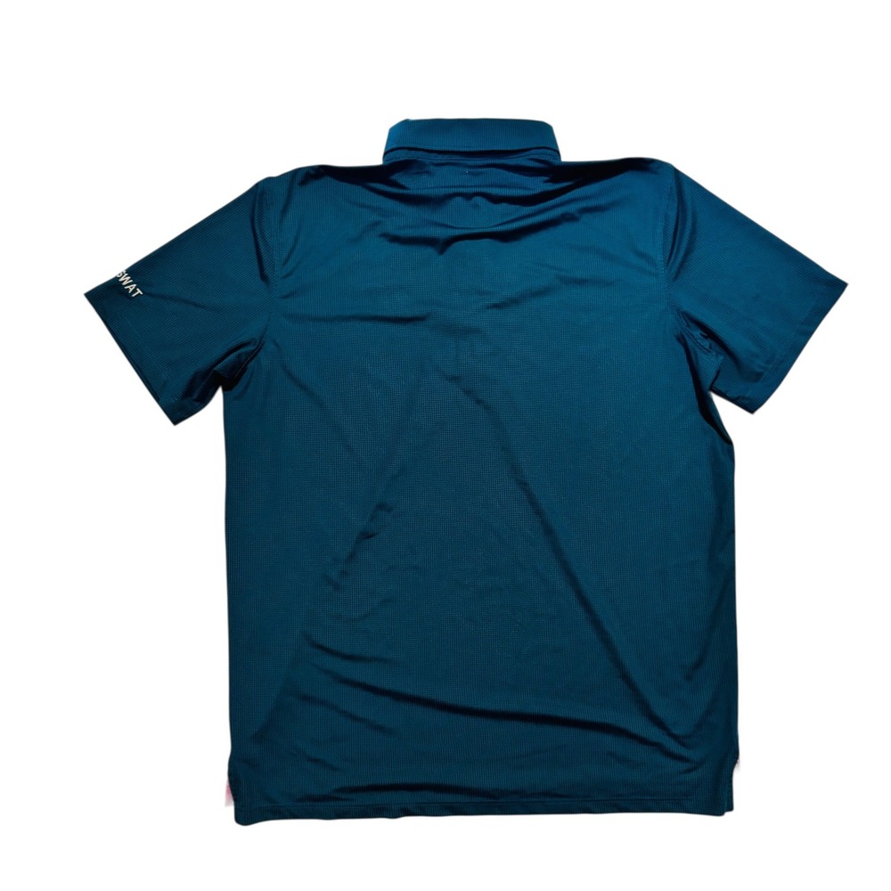 Greyson Mens Teal Blue Micro Grid Performance Golf Polo Shirt Size Medium M - Picture 6 of 7